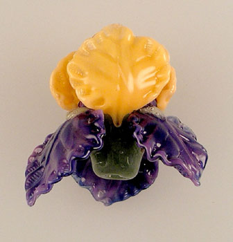 Lampwork Yellow Purple Iris Pendant Glass Bead